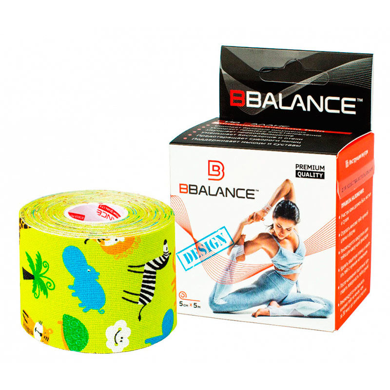 Кинезио тейп Bio Balance Tape 5см х 5м лайм/сафари.